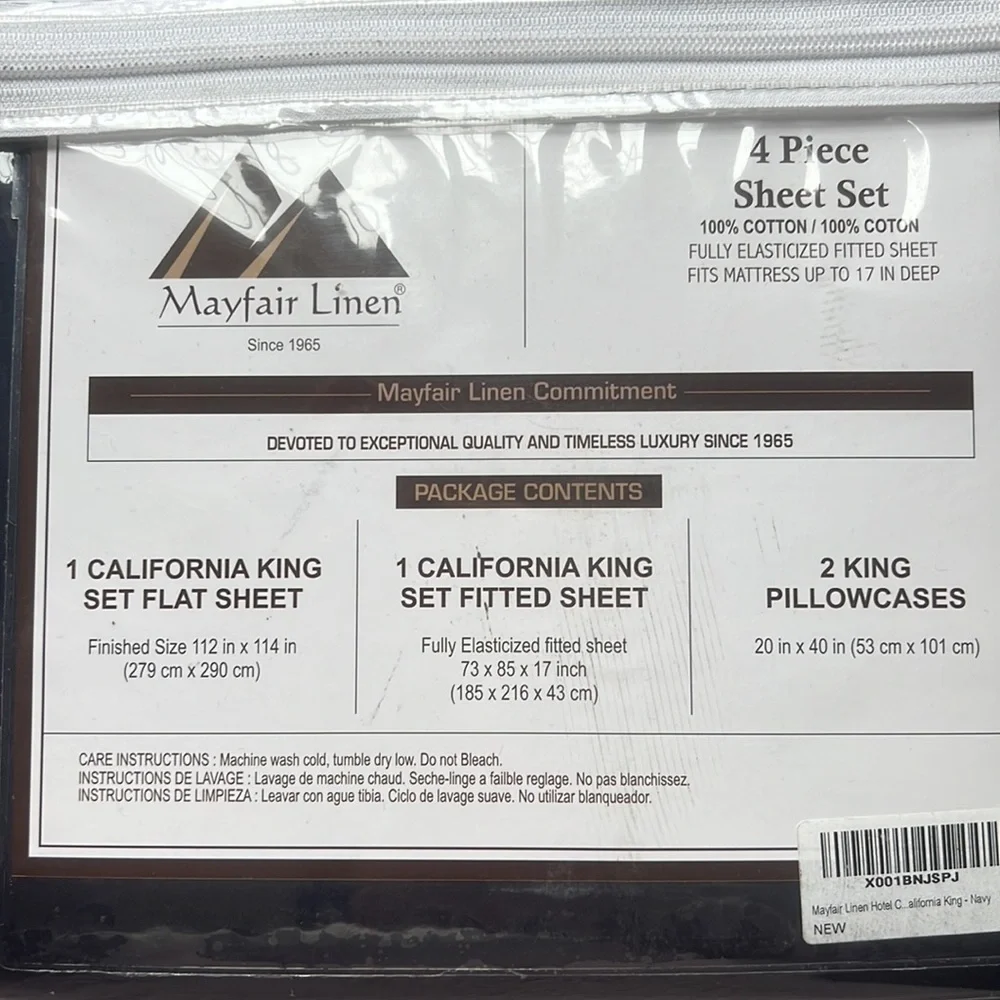 800 Thread Count Egyptian Quality 100% Cotton Sheets, Navy Blue California King